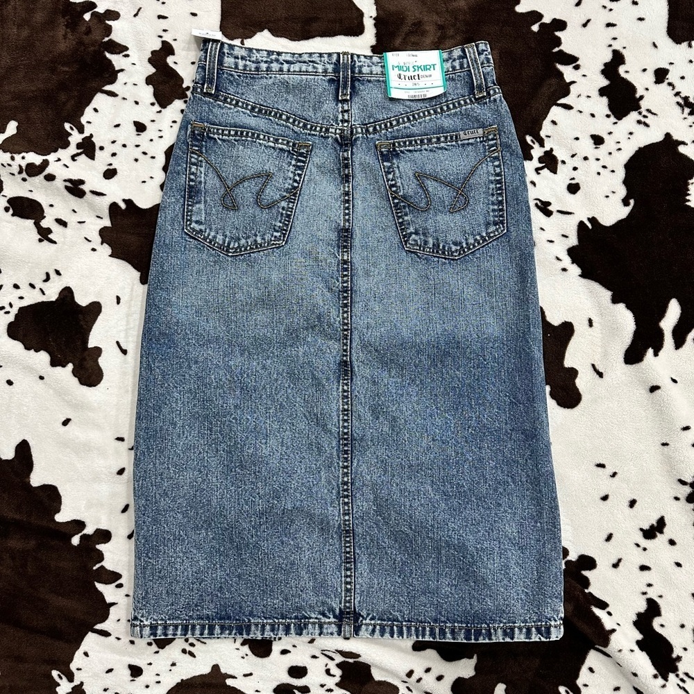 NWT Cruel Denim High Rise Midi Skirt with front slit Size 28/5 - Picture 5 of 9